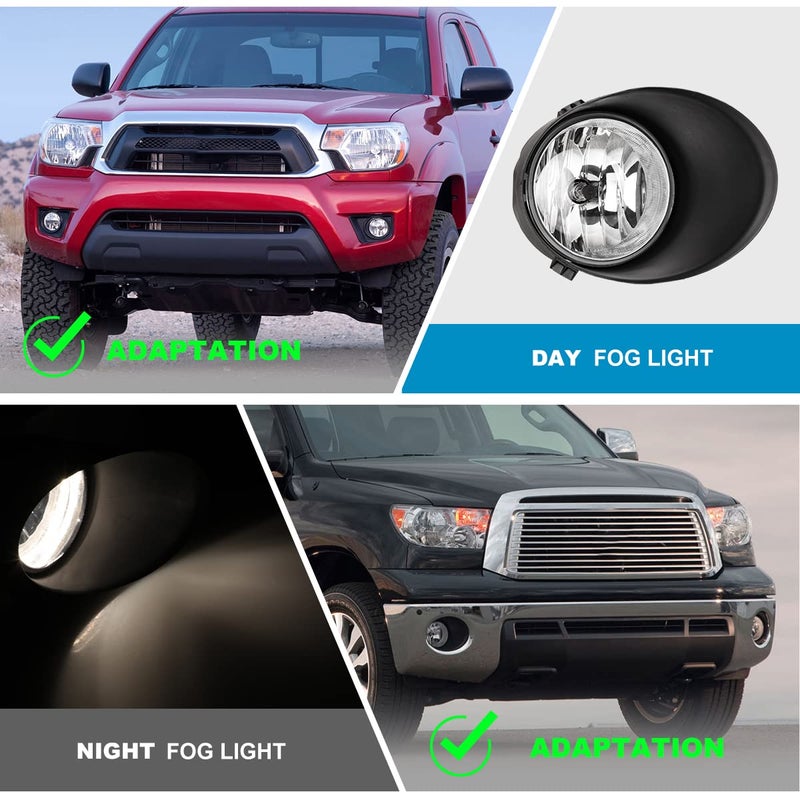 CPW Fog Lights Compatible with [2007 2008 2009 2010 2011 2012 2013 Toyota Tundra] Driving Fog Lights Pair + Wiring + Switch Kit Clear Lens - Image 3